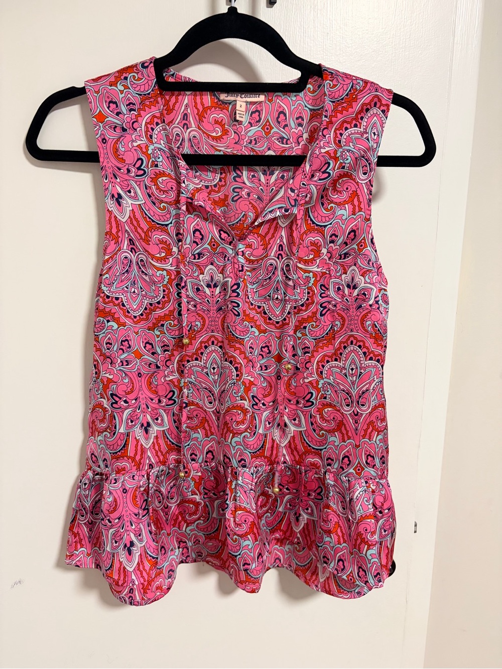 Juicy Couture Pink Paisley Ruffle Hem Camisole